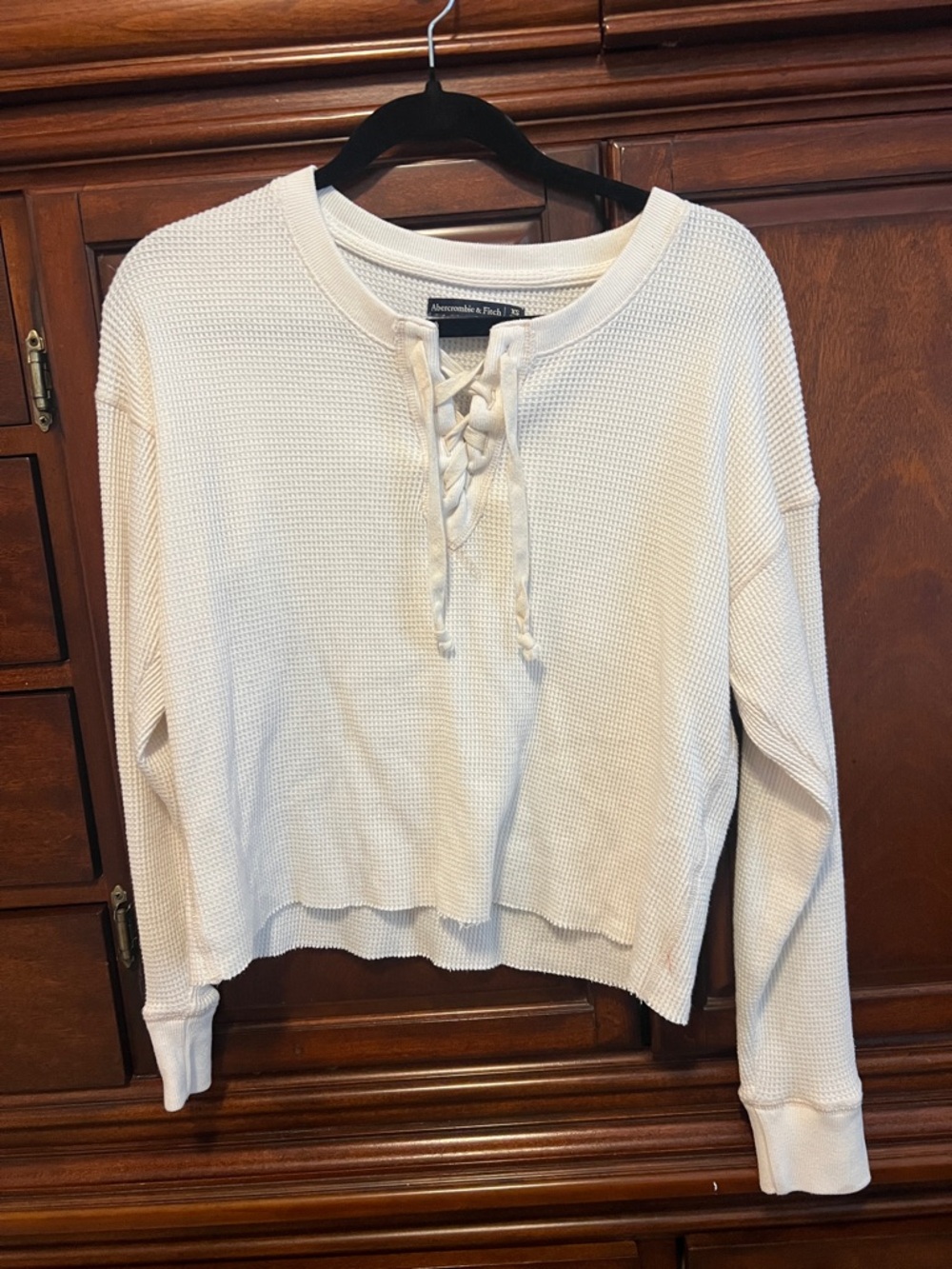 Abercrombie and fitch size X small white long sleeve waffle knit top